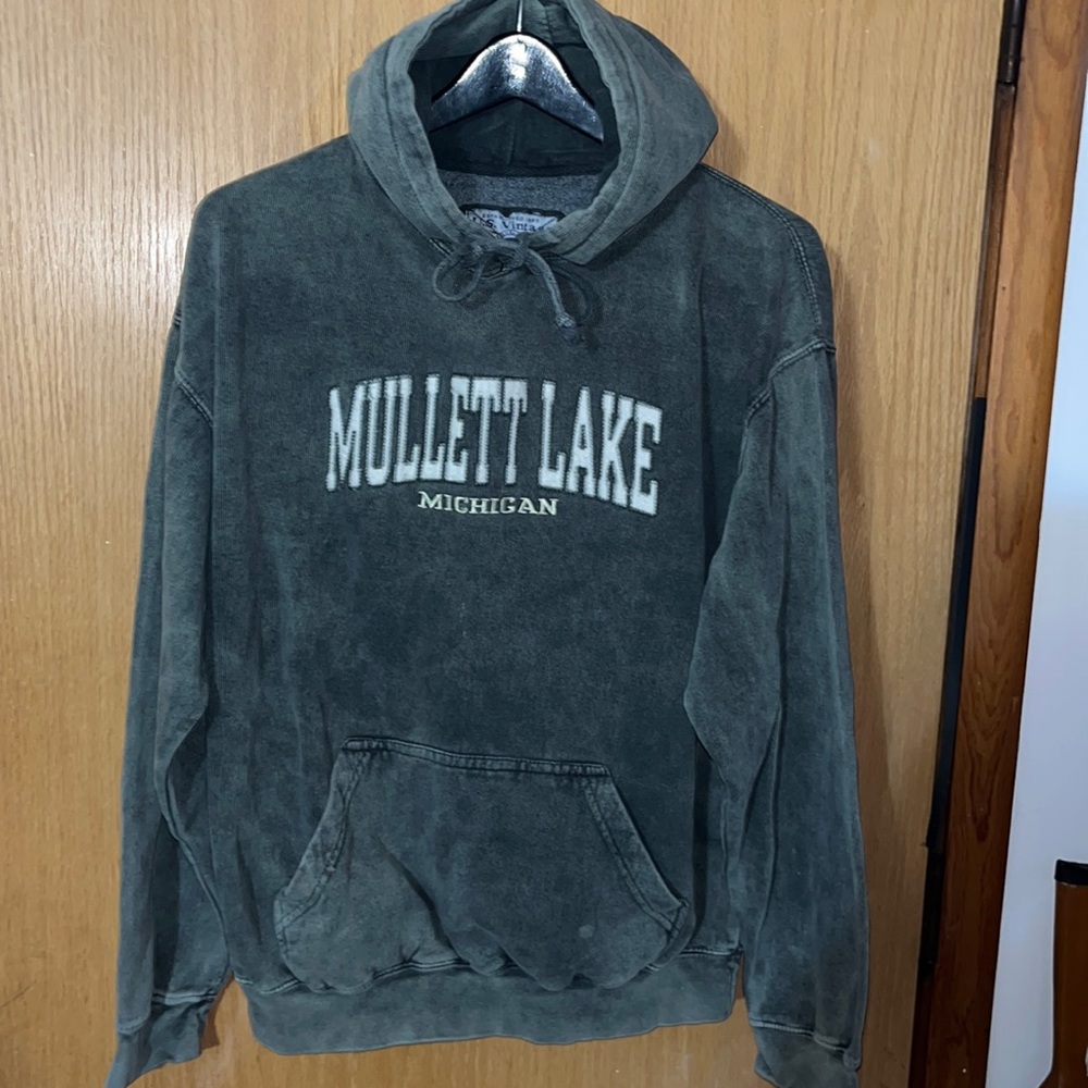 Mullet Lake Michigan Faded Tye Die Effect Pullover Hooded Sweatshirt